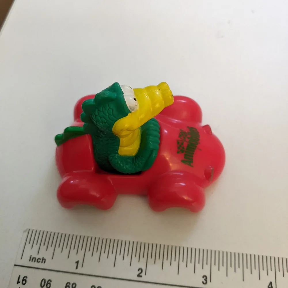 Vintage Hardee's Animobiles Toys 1996 Collectible Pair of Croc driving red cars